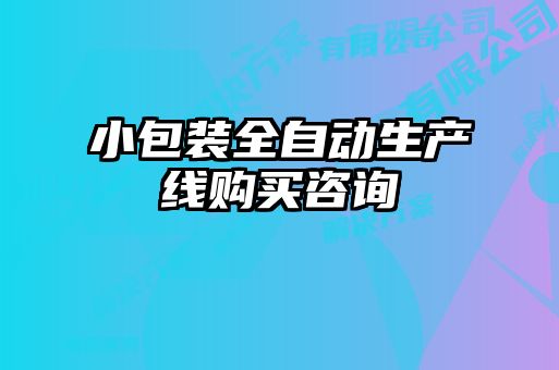 小包裝全自動(dòng)生產(chǎn)線購(gòu)買(mǎi)咨詢(xún)