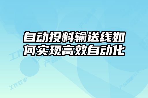 自動投料輸送線如何實(shí)現(xiàn)高效自動化