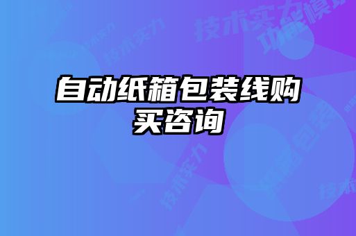 自動(dòng)紙箱包裝線購(gòu)買(mǎi)咨詢(xún)